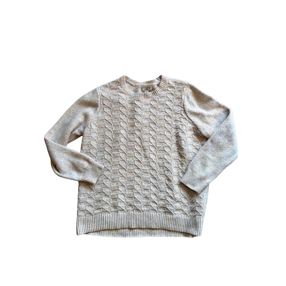 Croft & Barrow Womens XL Diamond Stitch Marled Gray Knit Crew Neck Sweater